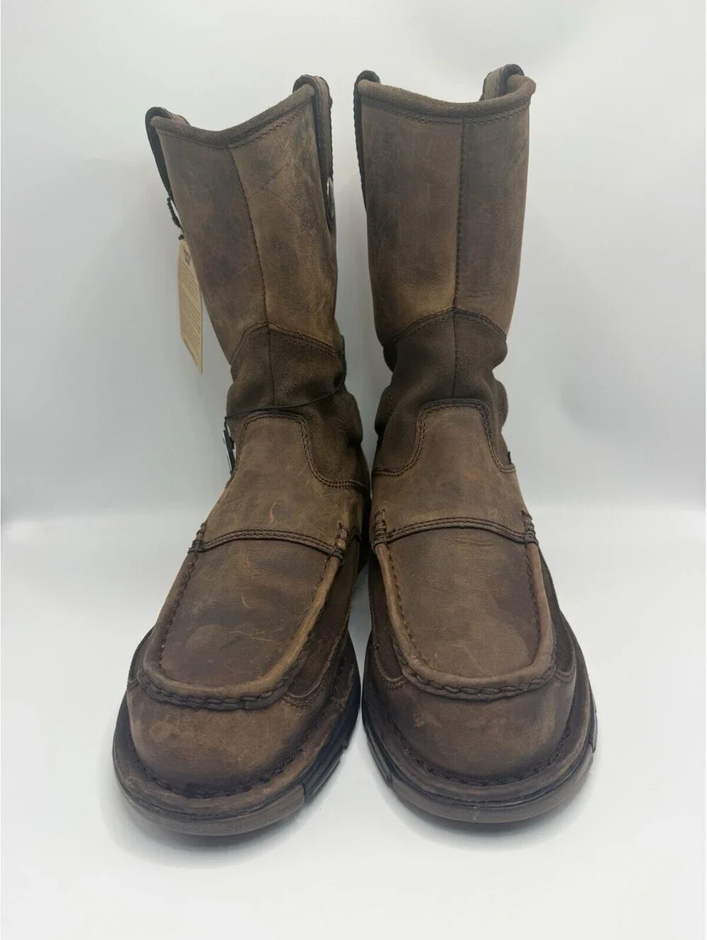 Georgia Work Boots Athens Wellington Sz 9 W Pull-On Cowboy Brown Steel Toe NWT